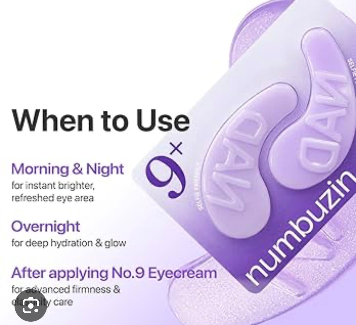 Numbuzin – No.9 NAD+ Eye Patches, 5 pairs