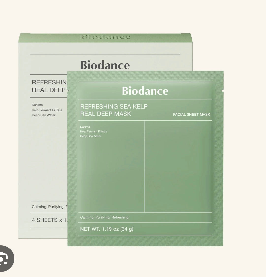 Biodance Refreshing Sea Kelp Real Deep Face Mask 34g