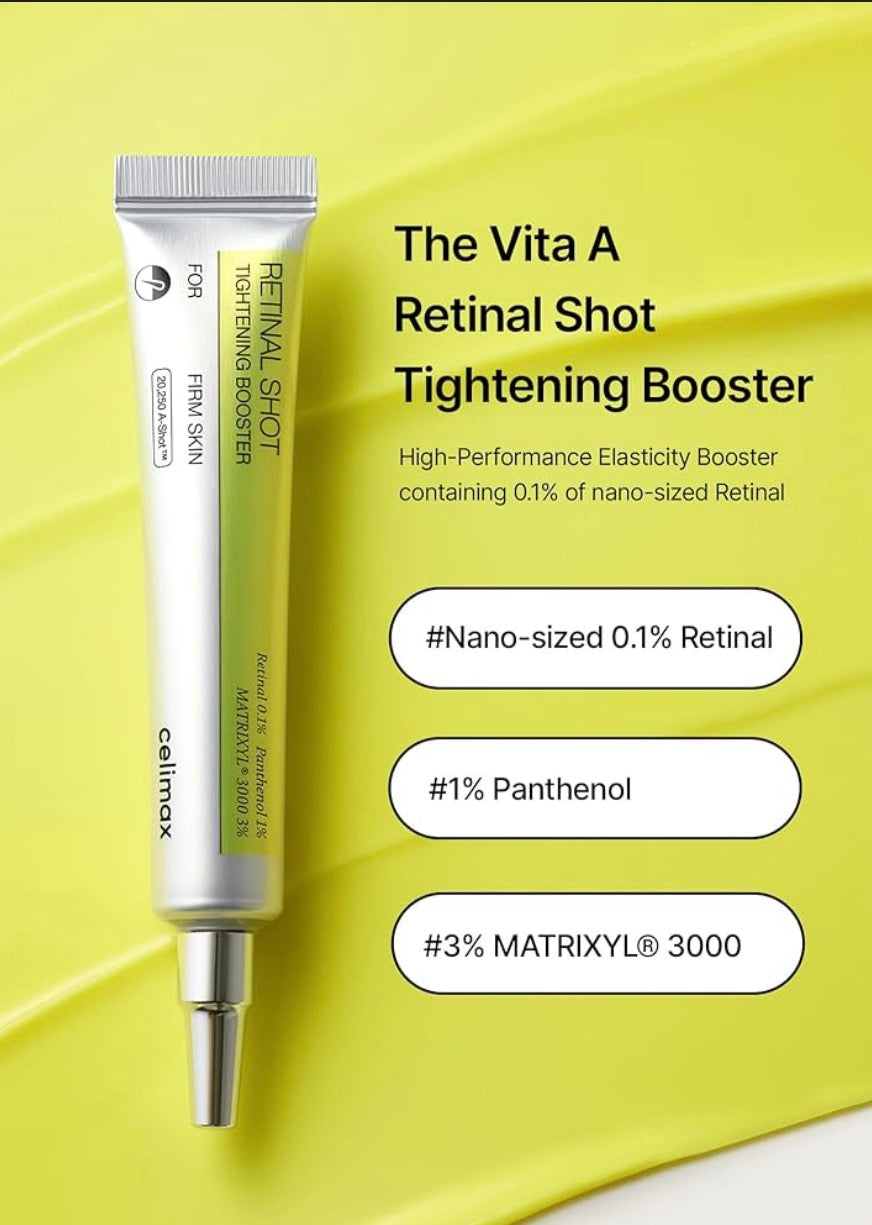 Celimax Retinal Shot reafirmante. 15 ml. Ayuda a mejorar las arrugas, la textura de la piel, los poros y el acné.